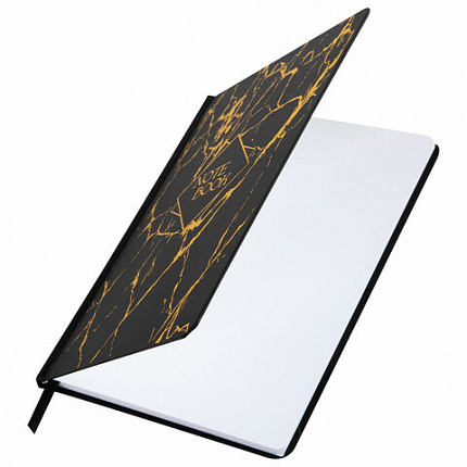 Блокнот с резинкой в клетку 96 л., А5 145х203 мм, твердая обложка с фольгой, BRAUBERG, "Marble", 116328