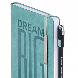 Ежедневник недатированный А5 138х213 мм BRAUBERG "BeStyle", под кожу, резинка, держатель, 160 л., сине-зеленый, 116218