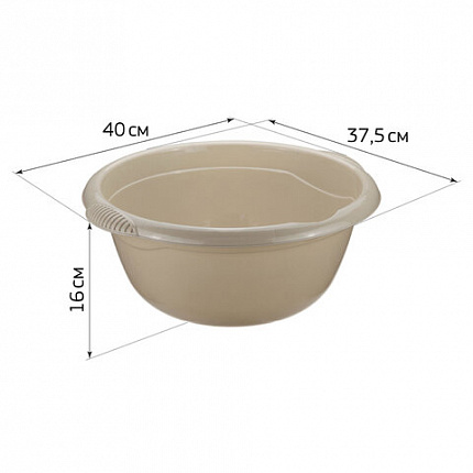 Таз 10 л, хозяйственный, круглый, с ручками, пластиковый, 16х40х37,5 см, цвет ассорти, IDEA, М 2506