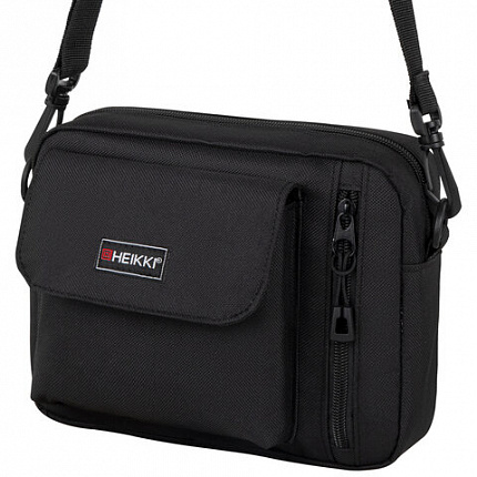 Сумка на плечо HEIKKI ATOM (ХЕЙКИ) два кармана, черная, 17х22х6 см, 272633