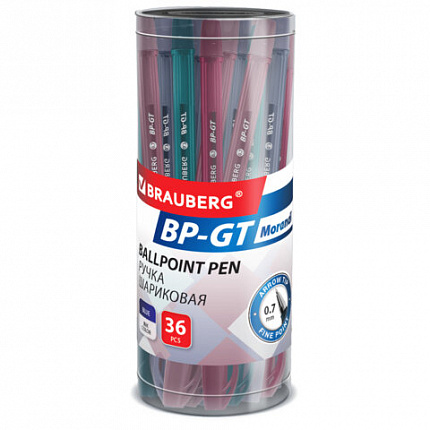 Ручка шариковая BRAUBERG BP-GT MORANDI, СИНЯЯ, корпус ассорти, пишущий узел 0,7 мм, линия письма 0,35 мм, 144504