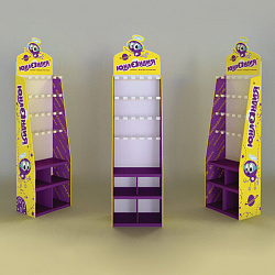 Стойка для размещения товара напольная ЮНЛАНДИЯ, 200х60х40 см, 3 полки, 25 крючков, 504345