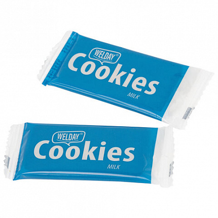Печенье хрустящее в индивидуальной упаковке WELDAY (ВЭЛДЭЙ) "Сливочное", 100 штук в офис-боксе, 624096