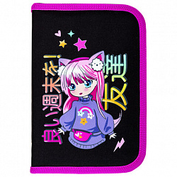 Пенал BRAUBERG, 1 отделение, 1 откидная планка, полиэстер, 21х14 см, "Anime girl", 272323