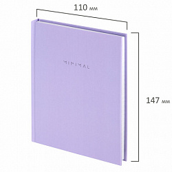 Блокнот МАЛЫЙ ФОРМАТ 110х147 мм, А6, 80 л., твердый, клетка, BRAUBERG "Minimal", сиреневый, 116448