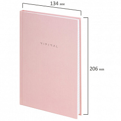 Блокнот А5 134х206 мм, 80 л., твёрдый, клетка, BRAUBERG "Minimal", розовый, 116441
