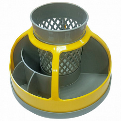 Подставка-органайзер STAFF "Attraction", 9 отделений, вращающаяся, серая/желтая, 238318