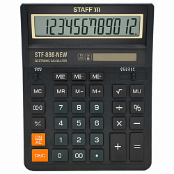 Калькулятор настольный STAFF STF-888-New (202x158 мм), 12 разрядов, двойное питание, черный, 273831