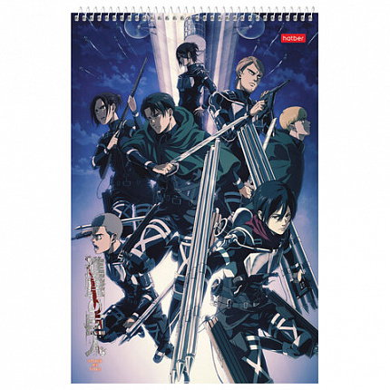 Альбом д/рис. А4 30л., спираль, обложка картон, HATBER, 205х300мм, Атака Титанов (микс), 30А4Всп