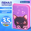 Пенал BRAUBERG, 1 отделение, 2 откидные планки, полиэстер, 21х14 см, "Кошачьи лапки", 273526