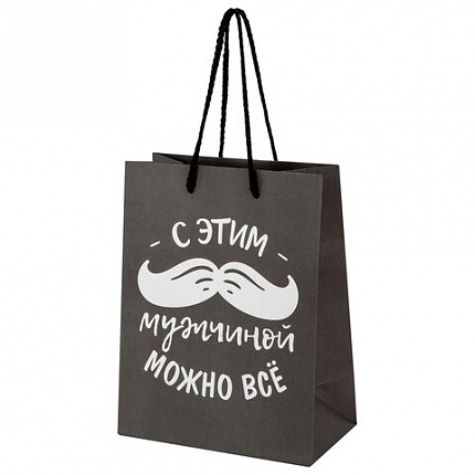 Пакет подарочный (1 штука) 18х10х23 см (M), "Man Collection", ассорти, крафт, ЗОЛОТАЯ СКАЗКА, 700804