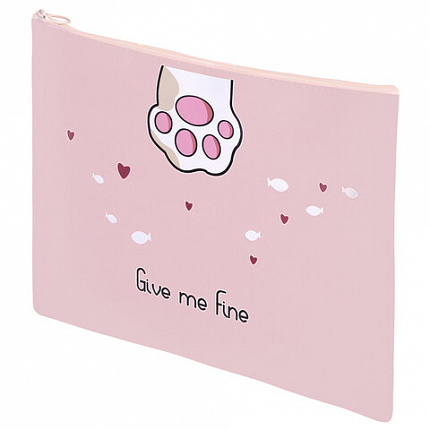 Папка для тетрадей ПИФАГОР А4, 1 отделение, ПВХ, на молнии, ассорти, "Pawesome", 32x23 см, 273829