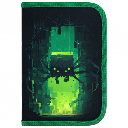 Пенал BRAUBERG, 1 отделение, 2 откидные планки, полиэстер, 21х14 см, "Digital spider", 273528