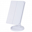 Зеркало настольное с LED-подсветкой для макияжа, размер 24х18 см, складное, увеличение х2, х3, х10, белое, BRABIX, 609337