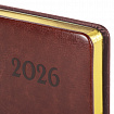 Ежедневник датированный 2026, А5, 138x213 мм, BRAUBERG "Cayman", под кожу, бордовый/коричневый, 117044
