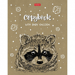 Тетрадь А5, 48 л., HATBER, скоба, клетка, обложка крафт-картон, "Милые зверьки" (микс в спайке), 066339, 48Т5В1