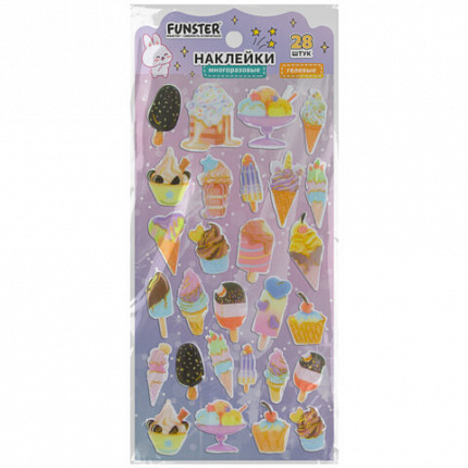 Наклейки гелевые "Акварельные мечты", 17,5х9 см, ассорти 6 видов, FUNSTER (ФАНСТЕР), 666096