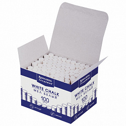 Мел белый круглый мягкий 100 штук, BRAUBERG "АКАДЕМИЯ", картонная упаковка (АЛГЕМ), 271146