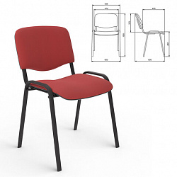 Стул для персонала и посетителей "ИЗО", черный каркас, ткань черно-красная, В-9/С-16