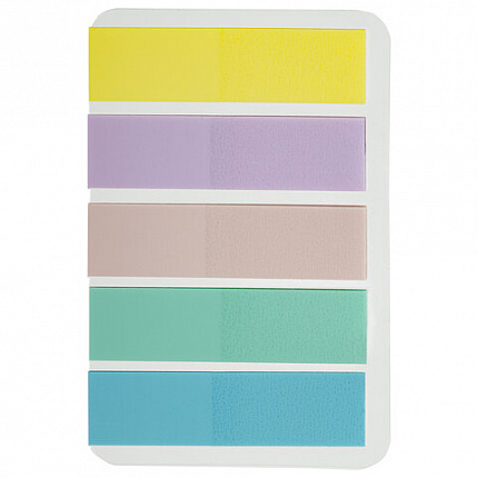 Закладки клейкие пастельные BRAUBERG MACAROON 45х12 мм, 100 штук (5 цветов х 20 листов), 115212