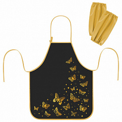 Фартук с нарукавниками для уроков труда ЮНЛАНДИЯ, регулировка по росту, 46х54 см, "Golden", 273635