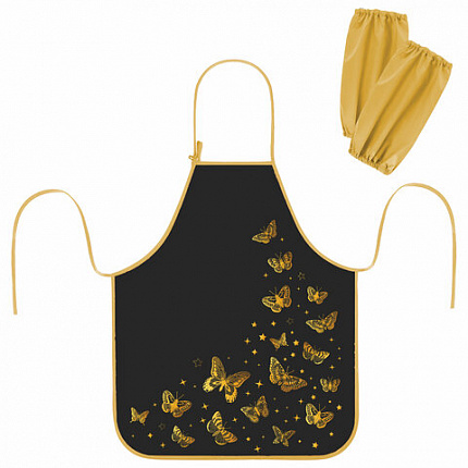 Фартук с нарукавниками для уроков труда ЮНЛАНДИЯ, регулировка по росту, 46х54 см, Golden, 273635