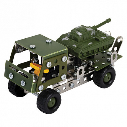 Конструктор металлический "Грузовик с танком", с подвижными деталями, 133 элемента, BAMBOX (БАМБОКС), 666363