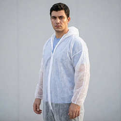 Комбинезон одноразовый с капюшоном, резинка на талии, Каспер 30г/м2, 52-54 XL, с РУ, САНАТОК, 631711