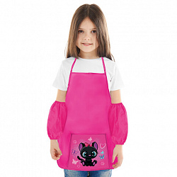Фартук с нарукавниками для уроков труда ПИФАГОР, 1 карман, 46x54 см, "Black kitten", 273761