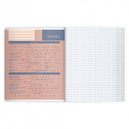 Тетрадь предметная MonoPastel 48л, пластиковая обложка, ФИЗИКА, клетка, подсказ, BRAUBERG, 405511