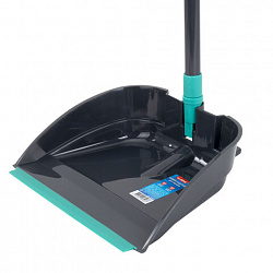 Совок для мусора КОМПЛЕКТ щетка + 2 рукоятки 80 см и 83 см с резьбой, пластиковые, "ЛЕНИВКА", бирюзово-серый, LAIMA, 700055