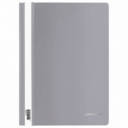 Скоросшиватель пластиковый BRAUBERG, А4, 130/180 мкм, серый, 220387