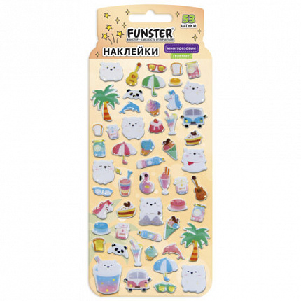 Наклейки гелевые "Вкусный микс", 17,5х9 см, ассорти 6 видов, FUNSTER (ФАНСТЕР), 666082