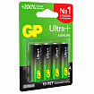 Батарейки КОМПЛЕКТ 4 шт., GP Ultra Plus G-Tech, AA (LR6), алкалиновые, пальчиковые, 15AUPA21-2CRSB4