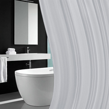 Шторка для ванной ПОЛИЭСТЕР, 180х200 см, кольца в комплекте, СЕРЫЙ БРИЛЛИАНТ, PRIMILA (ПРИМИЛА), 700094