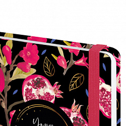 Ежедневник датированный 2026 с резинкой 145х203 мм, А5, BRAUBERG, твердый, фольга, "Гранаты", 117333