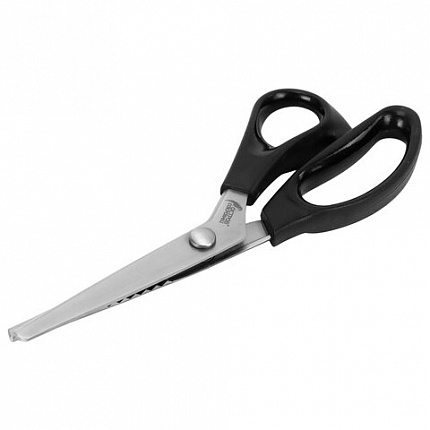 Ножницы портновские ФИГУРНЫЕ ЗИГЗАГ 240 мм, черные, пластиковые ручки, ОСТРОВ СОКРОВИЩ, 665600