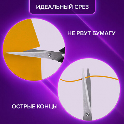 Ножницы BRAUBERG "Office-Expert" 216 мм, сине-черные, резиновые вставки, 3-х сторонняя заточка, 231563