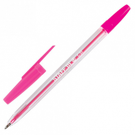 Ручки шариковые STAFF "C-51", НАБОР 10 шт., АССОРТИ, узел 1 мм, линия письма 0,5 мм, 142818