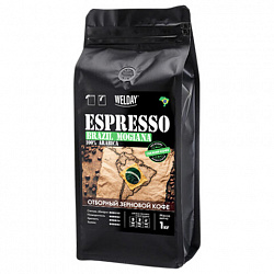 Кофе в зернах WELDAY (ВЭЛДЭЙ) "ESPRESSO БРАЗИЛИЯ МОЖИАНА" 1 кг, арабика 100%, код1с