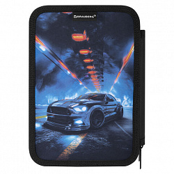 Пенал BRAUBERG, 3 отделения, полиэстер, 21х14 см, "Night race", 274601