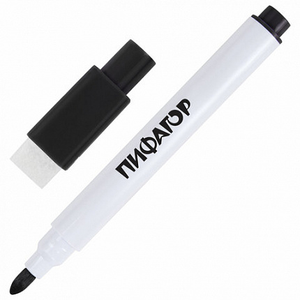 Маркеры стираемые 2 мм для белой доски и планера со стирателем НАБОР 8 ЦВЕТОВ, ПИФАГОР, 152566