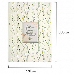 Тетрадь на кольцах БОЛЬШАЯ А4, 220х305 мм, 100 л., твердый картон, клетка, BRAUBERG, "Цветы", 405412