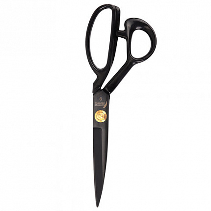 Ножницы портновские 240 мм, КЛАССИЧЕСКИЕ, черные, ручки с силиконовым покрытием, ОСТРОВ СОКРОВИЩ, 665598