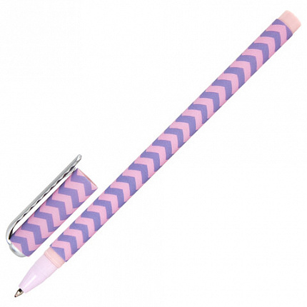 Ручка шариковая BRAUBERG SOFT TOUCH STICK "GEOMETRIC", СИНЯЯ, мягкое покрытие, корпус ассорти, узел 0,7 мм, 143701