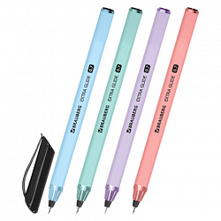 Ручка шариковая масляная BRAUBERG "Extra Glide Softy EL", СИНЯЯ, корпус ассорти, игольчатый наконечник 0,7 мм, линия письма 0,5 мм, 144262