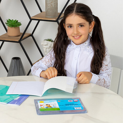 Обложки ПВХ для тетради, дневника, КОМПЛЕКТ 10 шт., 110 мкм, 209х350 мм, прозрачные, ДПС, 1048.1/10