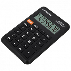 Калькулятор карманный BRAUBERG DC-210N (63х98 мм), 8 разрядов, черный, 272953