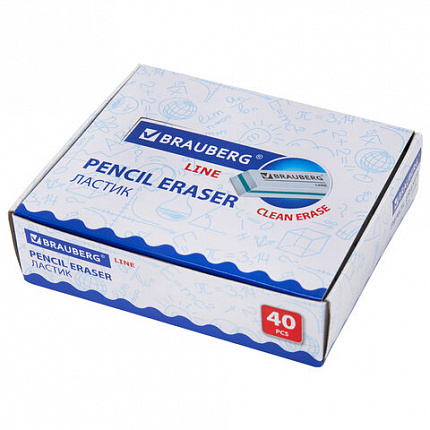 Ластик BRAUBERG "Partner", 57х18х8 мм, белый, прямоугольный, скошенные края, 221036