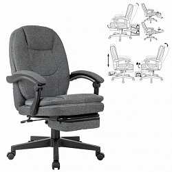 Кресло офисное CH-868MSG-BF, синхромеханизм, вибромодуль, подставка для ног, ткань, серое, 1998751
